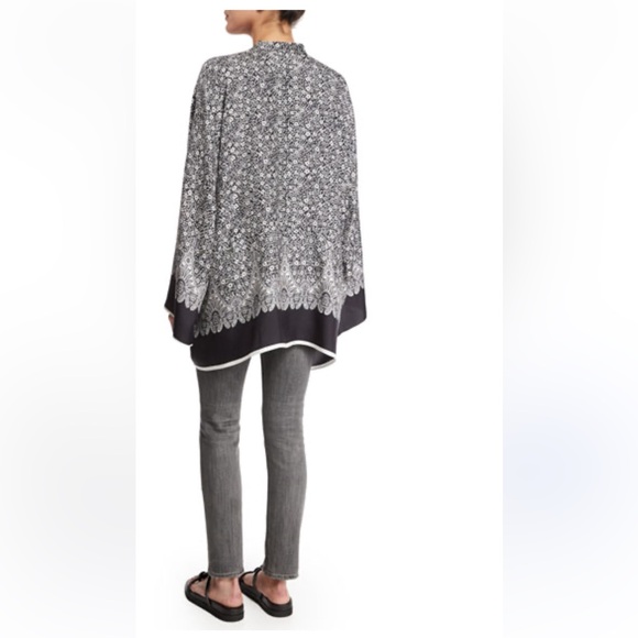 Helmut Lang Silk Printed Floral Kimono Top Black Multi Large new no tags $595 - Picture 4 of 6
